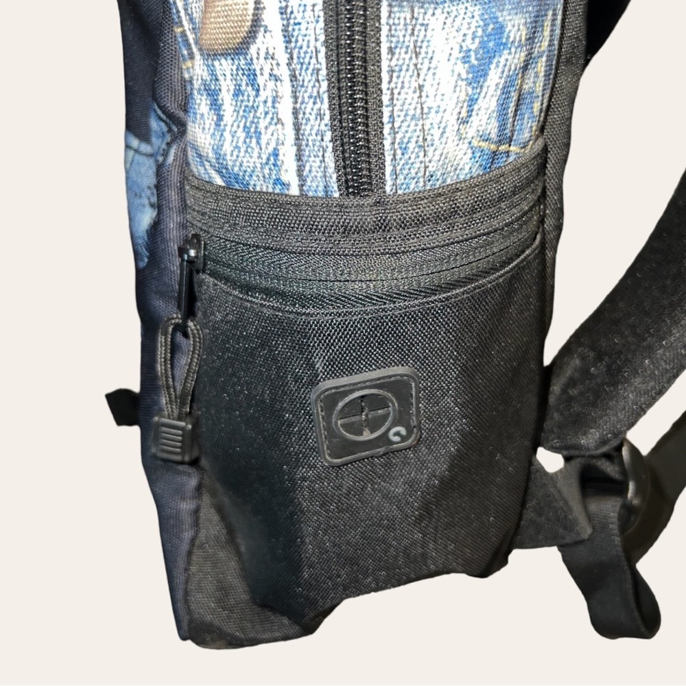 MOJO Mr. Peterson Faux Denim Skull 17' Backpack. - Picture 4 of 6